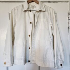Alex Mill Work Jacket / Chore Coat in white herringbone XS